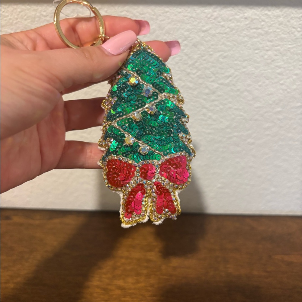 Sequin Christmas Tree Keychain/Bag Charm - Picture 2 of 4